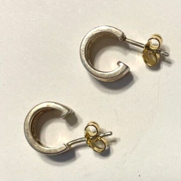 10k gold plate over 925 silver hoop earrings - Picture 5 of 8